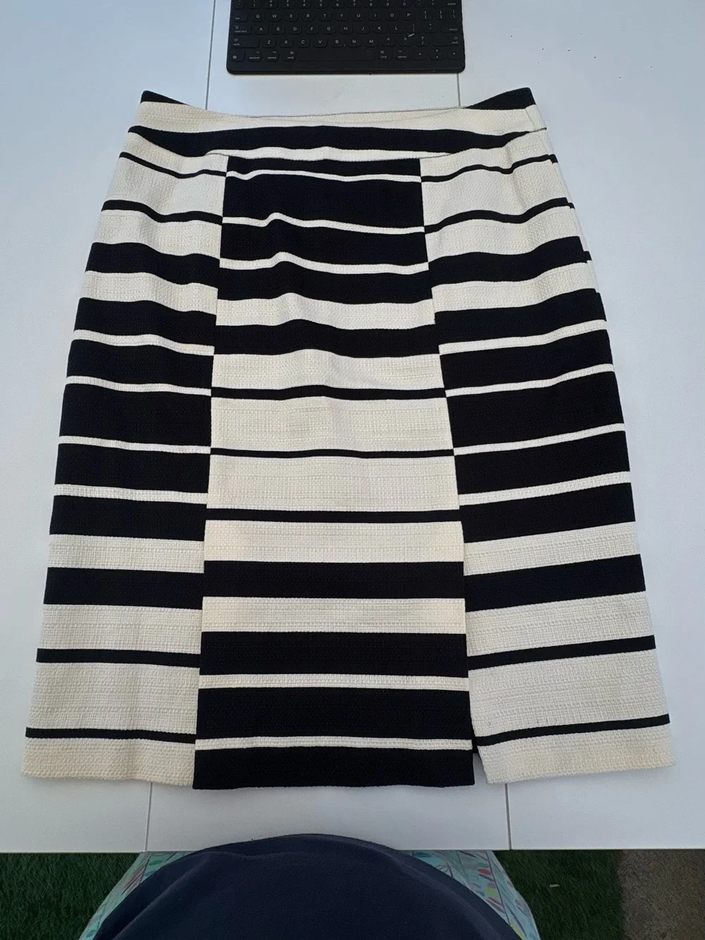 Ann Taylor Black and White Striped Pencil Skirt